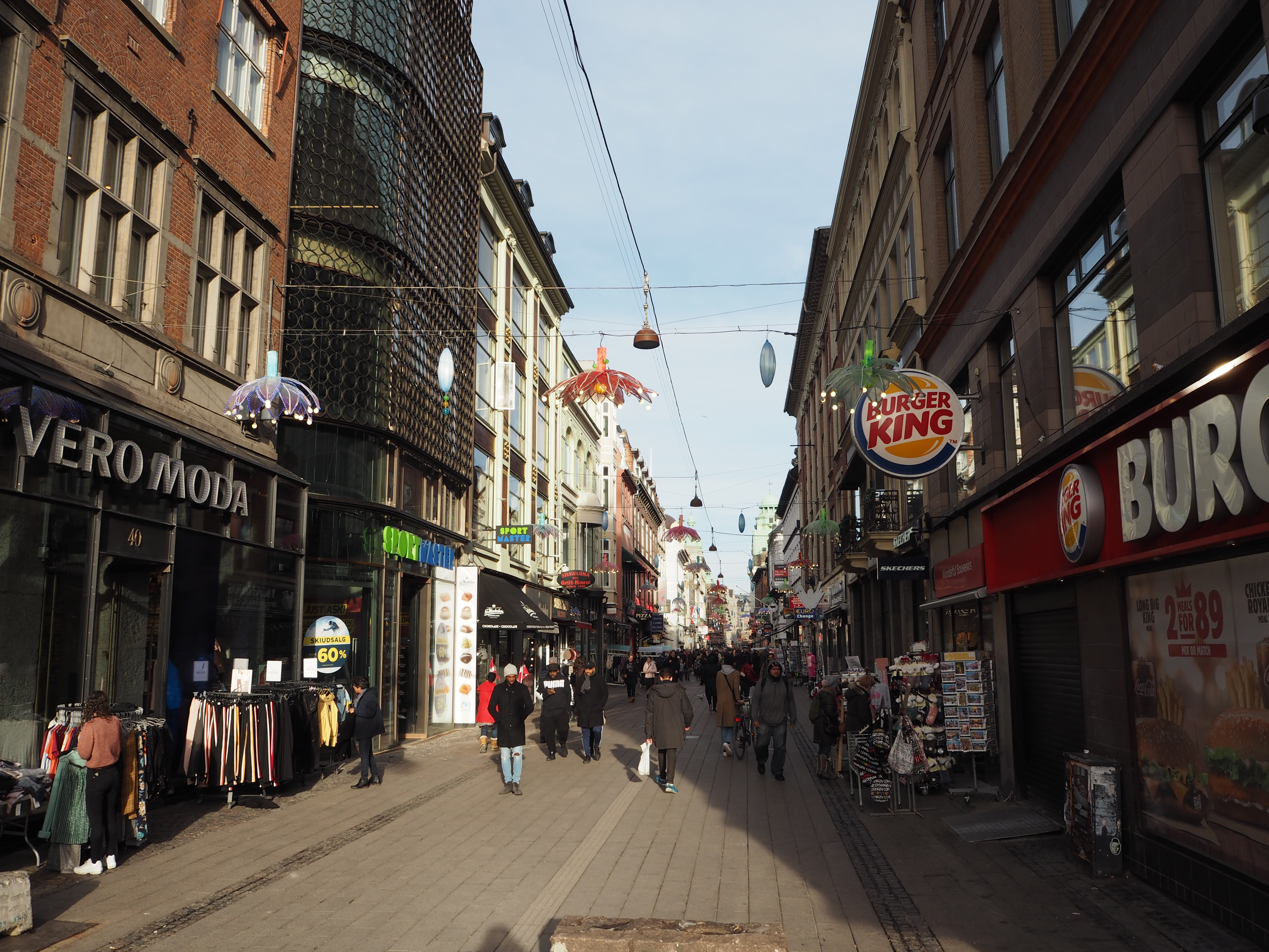 A shopping street in Copenhagen, Denmark
